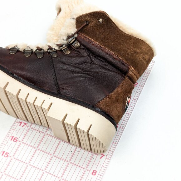 Pajar Women faux Fur Brown Leather Lace up Snow Winter Boots size 7-7.5US EUR38 - Picture 5 of 10